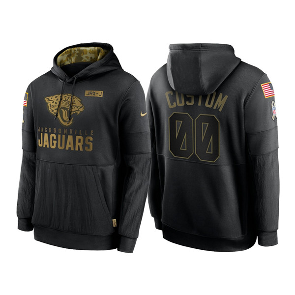 Men's Jacksonville Jaguars 2020 Customize Black Salute to Service Sideline Therma Pullover Hoodie